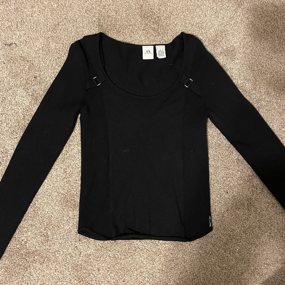 Black Armani Exchange long sleeved shirt, size large but fits more like a medium